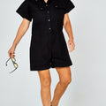 Rhett Cotton Canvas Romper - Black