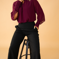 Midnight Reverie Chiffon Shirt - Wine