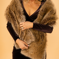 Luxurious Faux Fur Shawl - Brown/Black