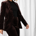 Alessandra Stretch Velvet Blazer - Chocolate