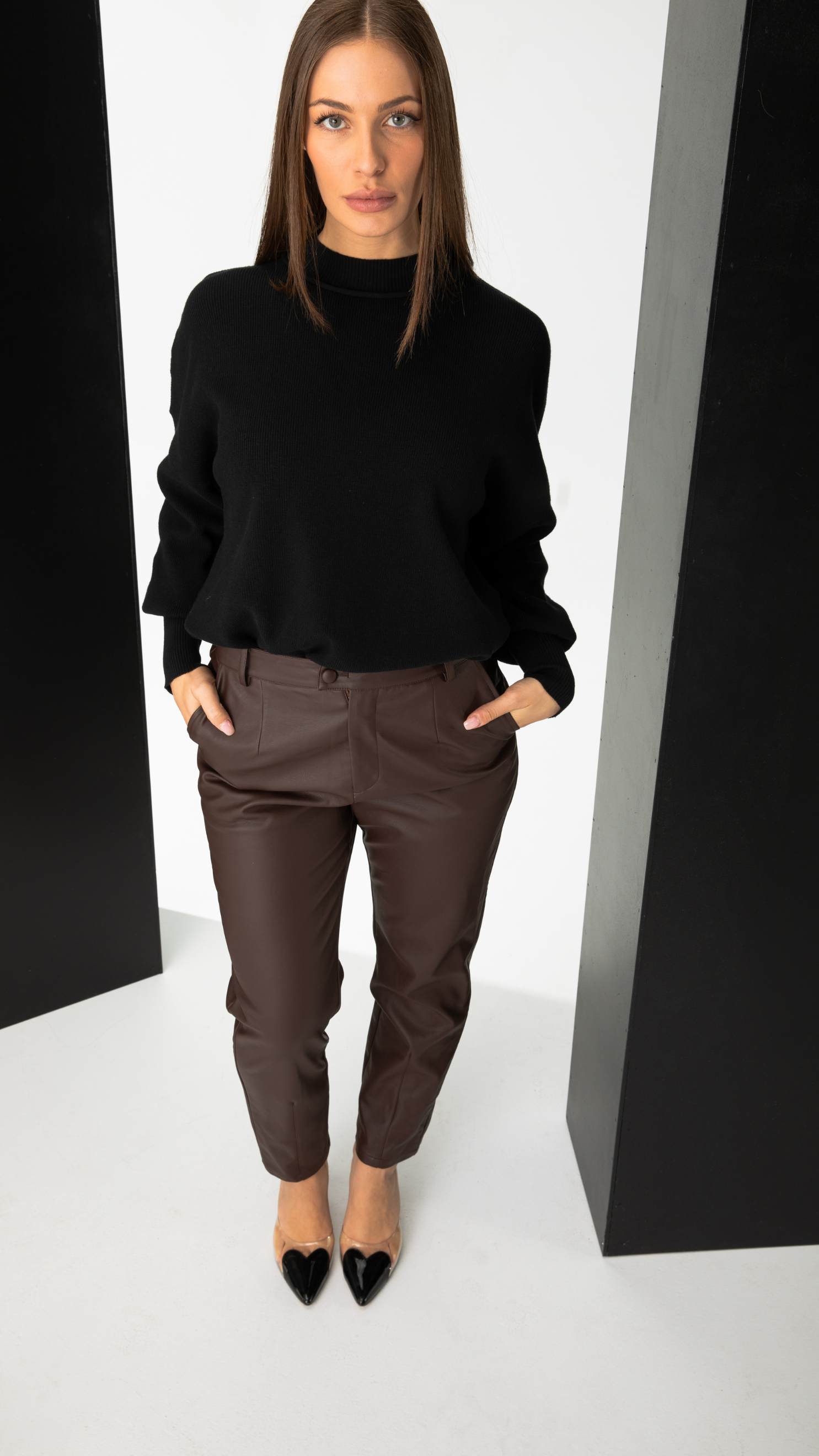 Onyx Faux Leather Pants - Chocolate
