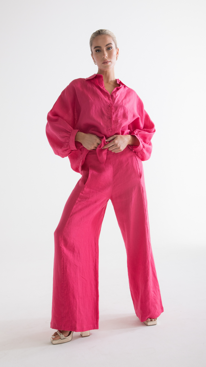 Parker Linen Pants - Pink
