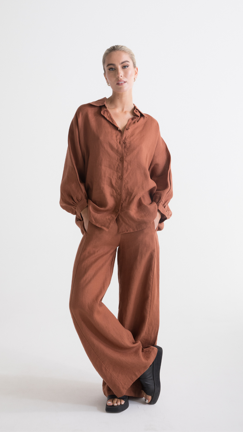 Ryder Linen Shirt - Rust