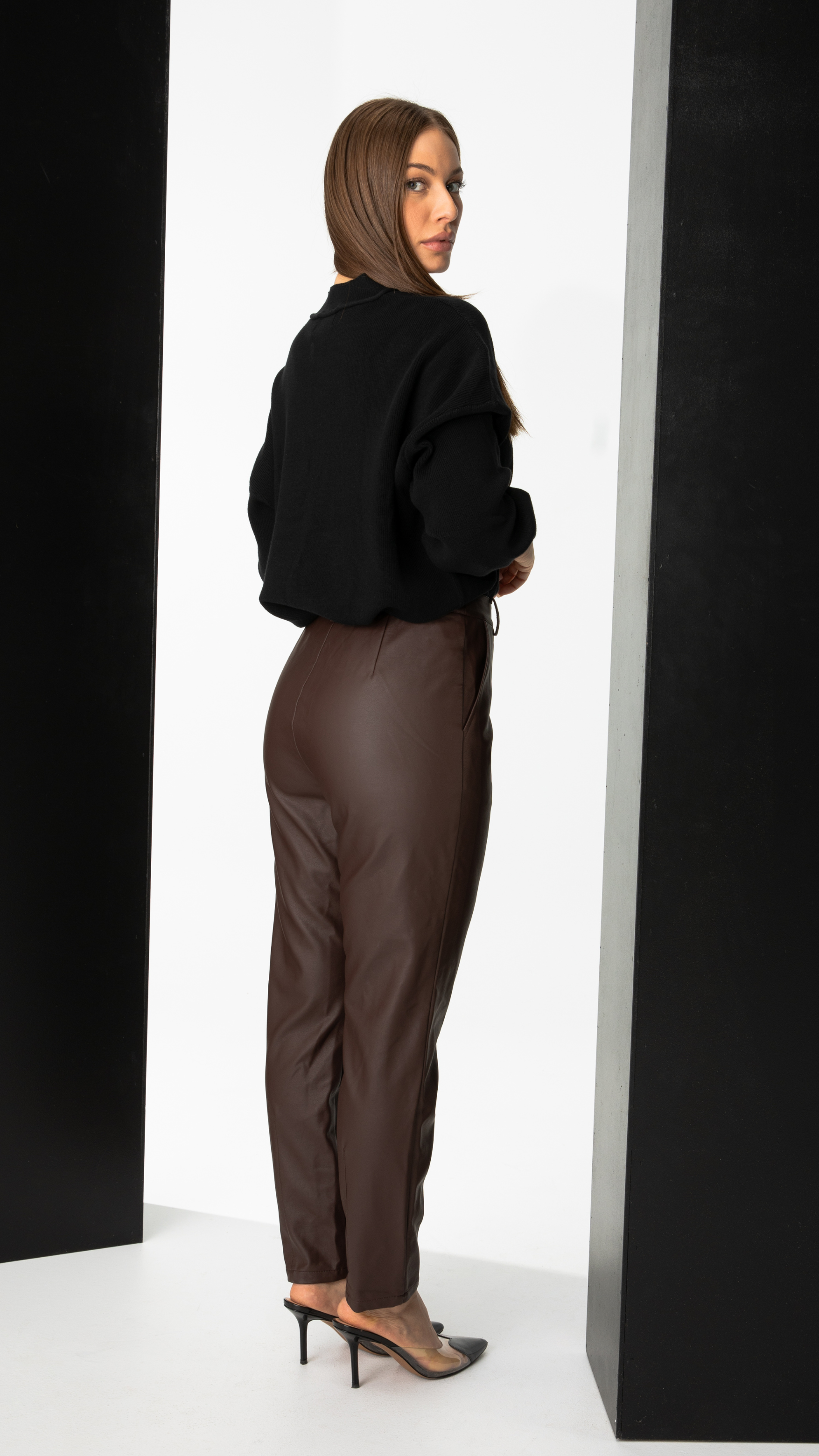 Onyx Faux Leather Pants - Chocolate