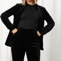 Alessandra Stretch Velvet Blazer - Black