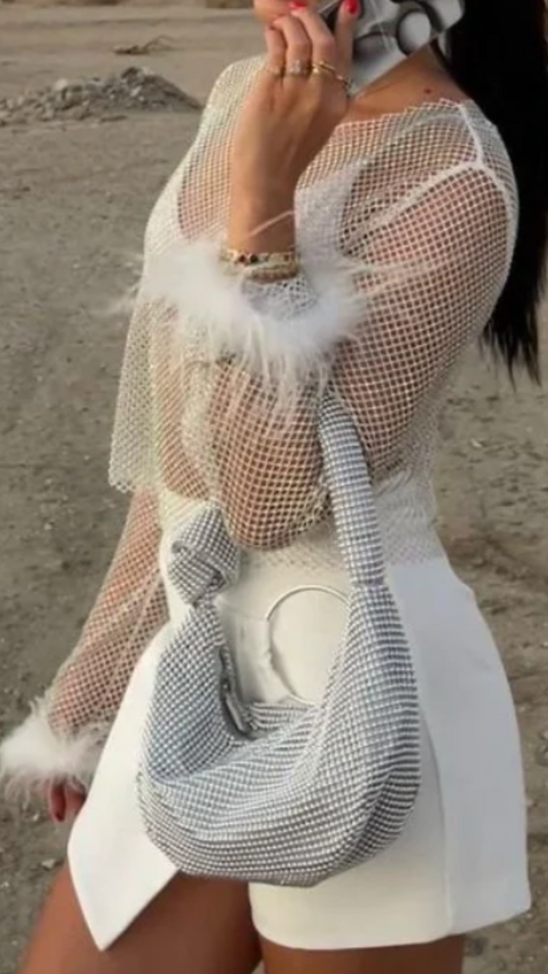 Olga Berg - Franka Ball Mesh Bag - Silver