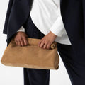 Aevie Suede Clutch - Camel