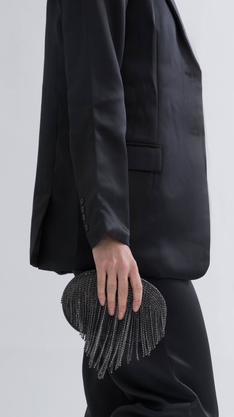 Olga Berg - Bria Crystal Fringe Bag - Black