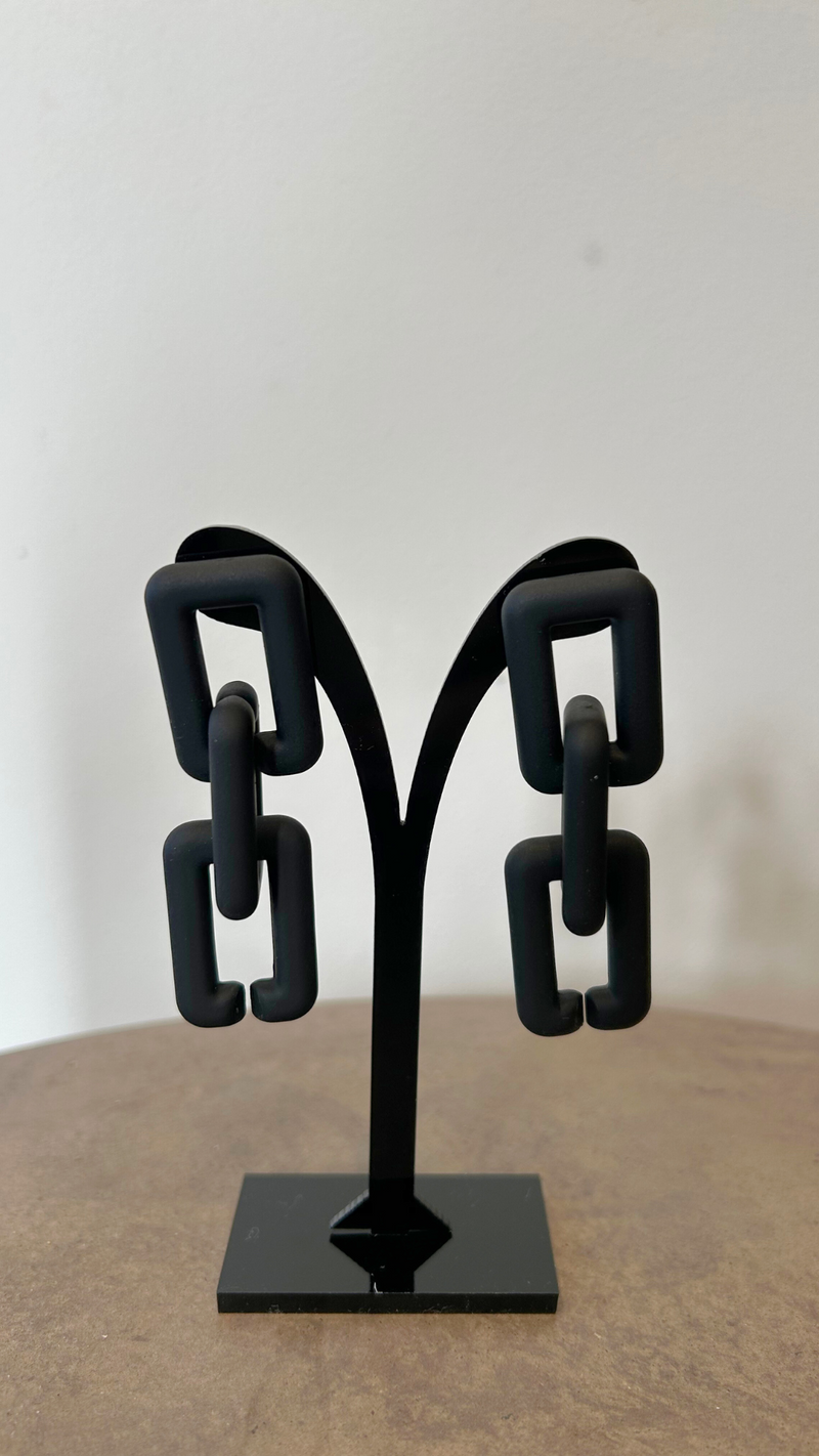 Black Chain Earring - Matte Black