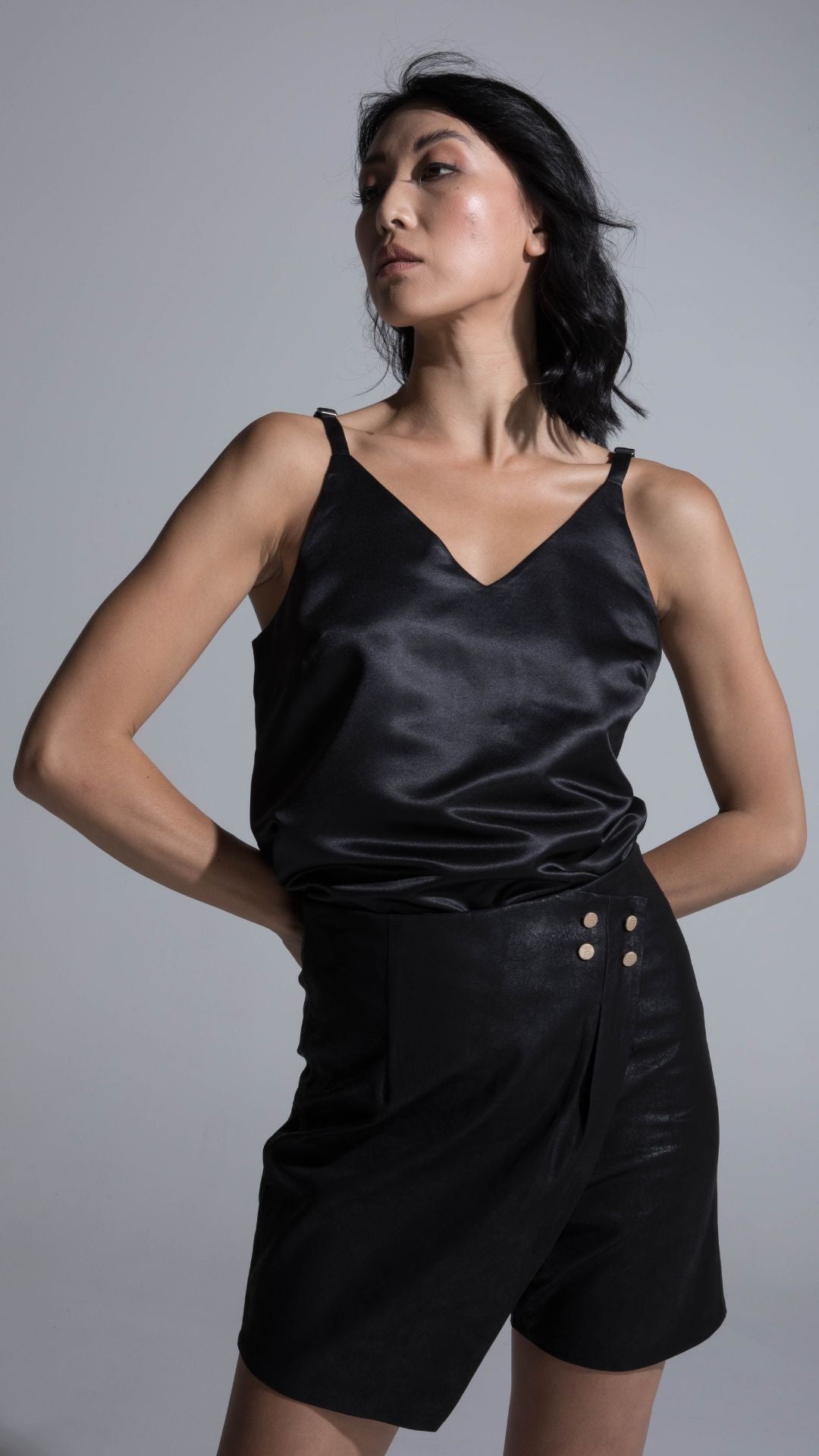 Aria Faux Leather Skort Black – Cazinc The Label