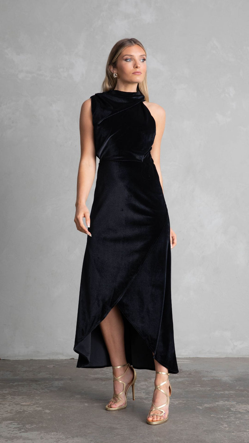 Azalea Velvet Dress - Black
