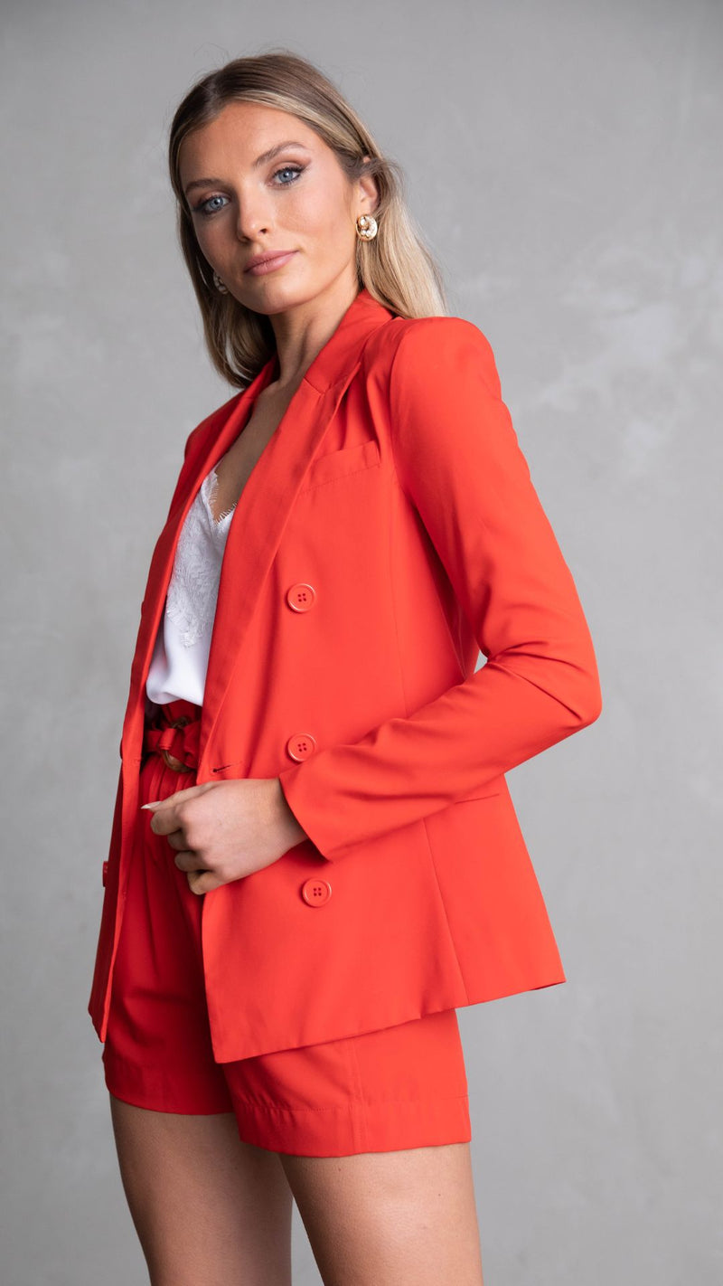 Lillie Double Breasted Blazer - Red