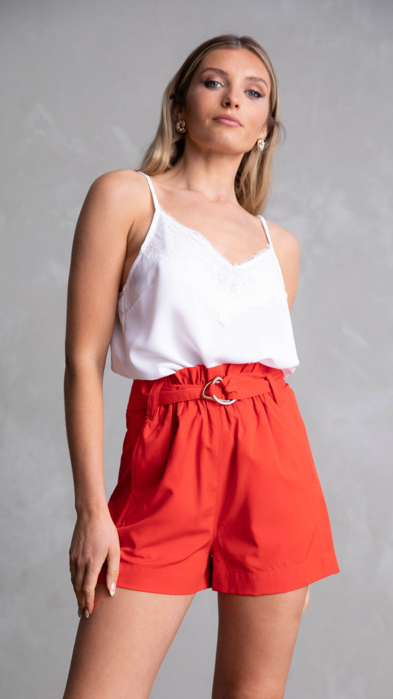 Lillie Belt Shorts - Red