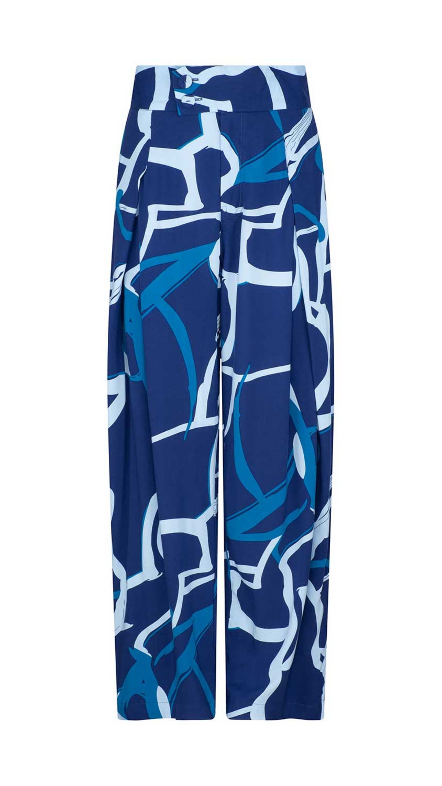 Georgie Rayon Pants - Blue Print