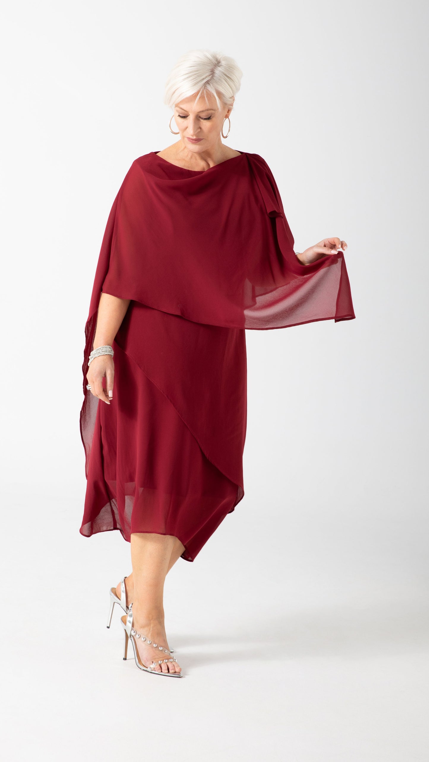 Zahra Chiffon Events Dress - Wine