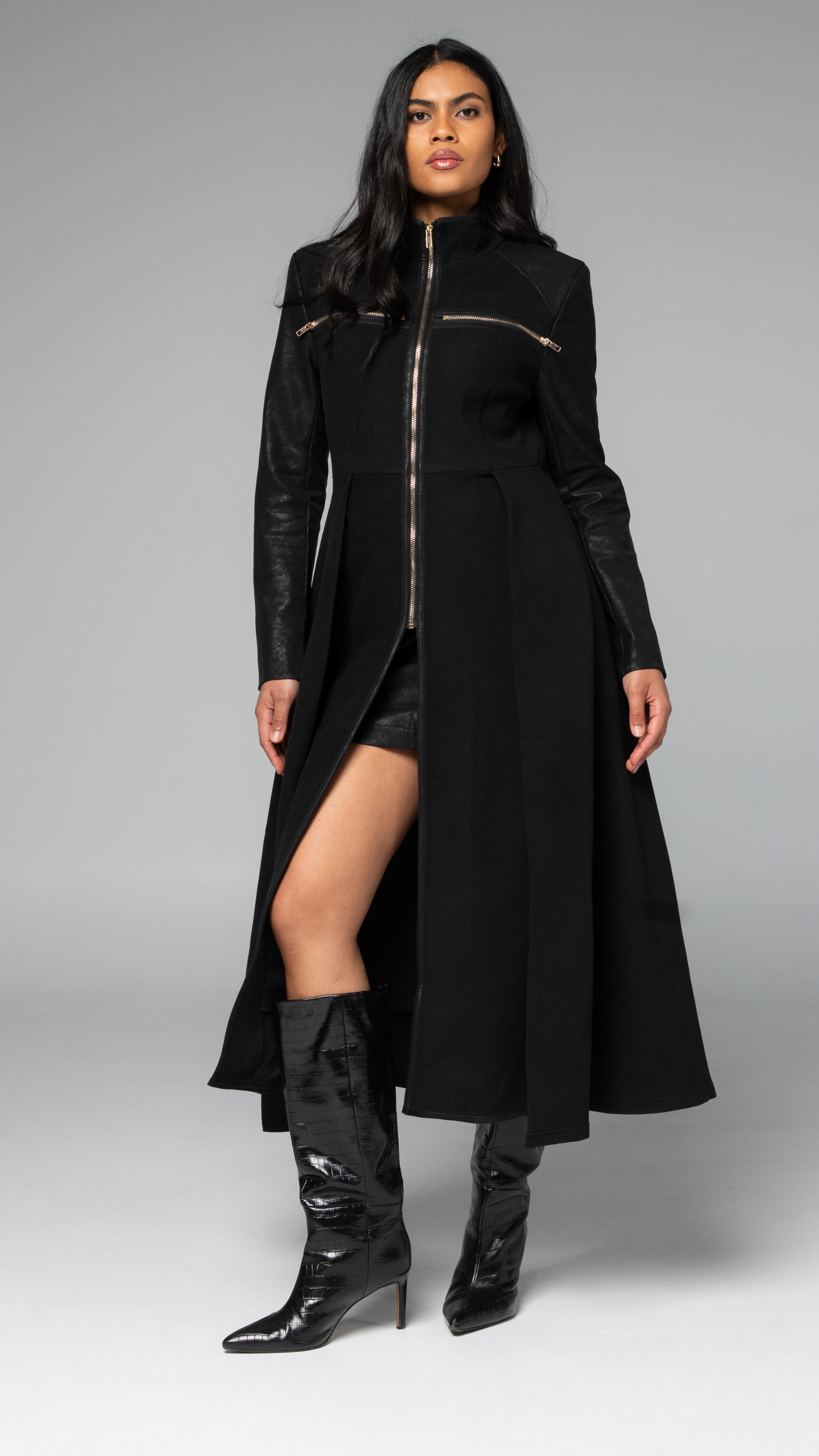 Dijon Longline Coat/Dress - Black