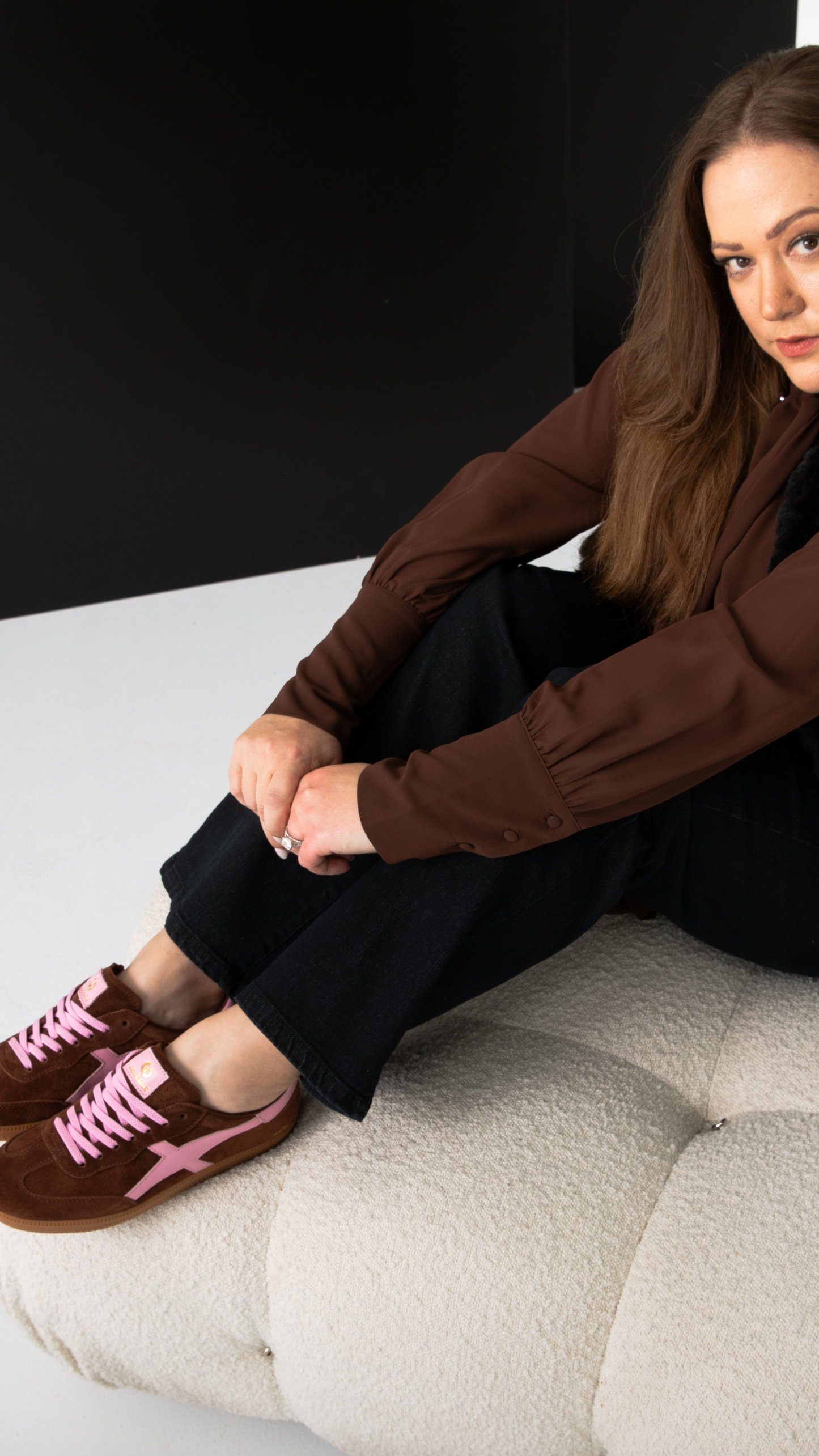 Goodsole 2001 Crossroads - Coffee Soft Suede/Candy Pink Leather