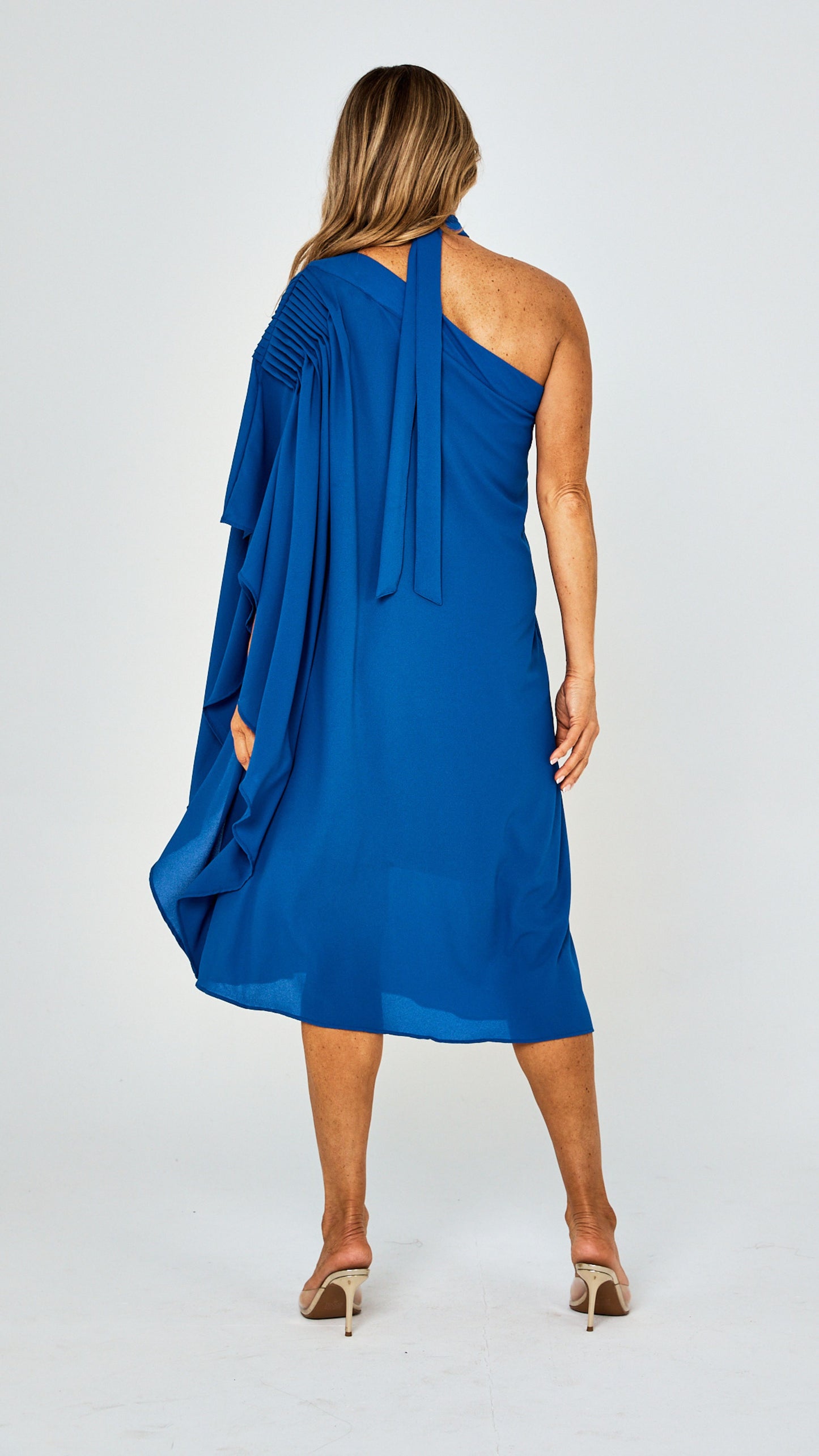 Toulouse One Shoulder Dress - Blue