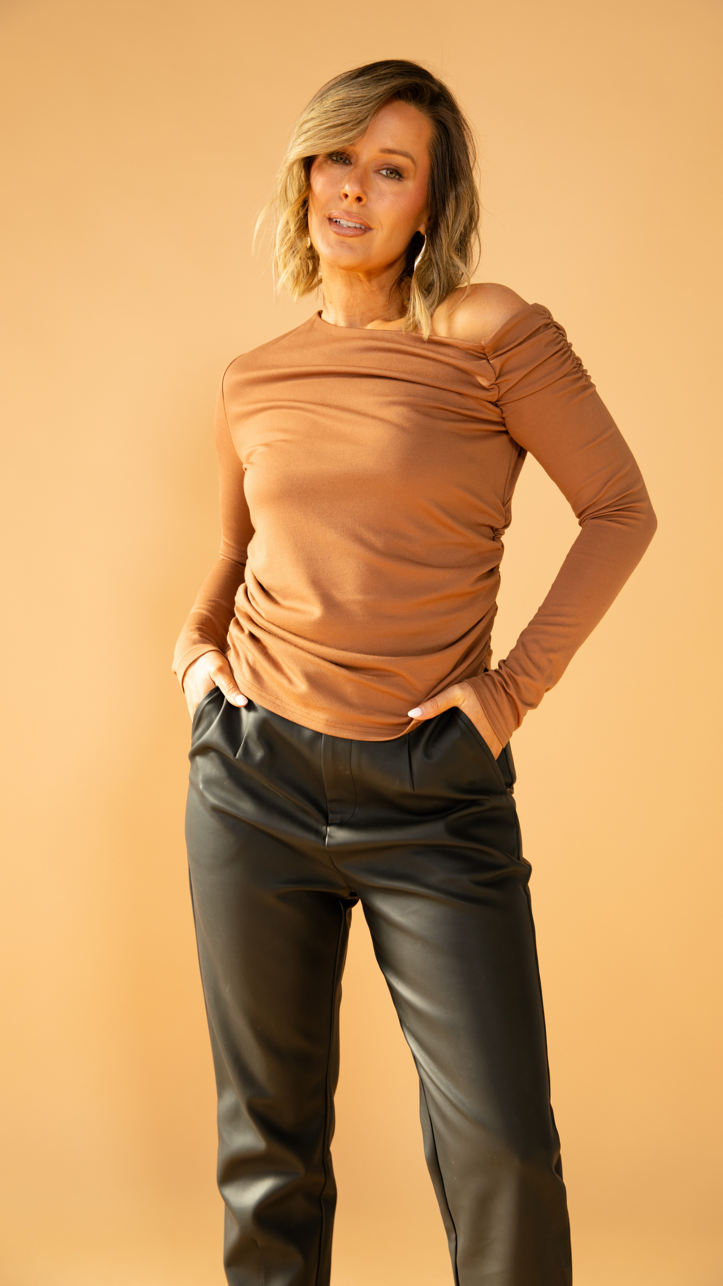 Stardust One Shoulder Top - Chocolate