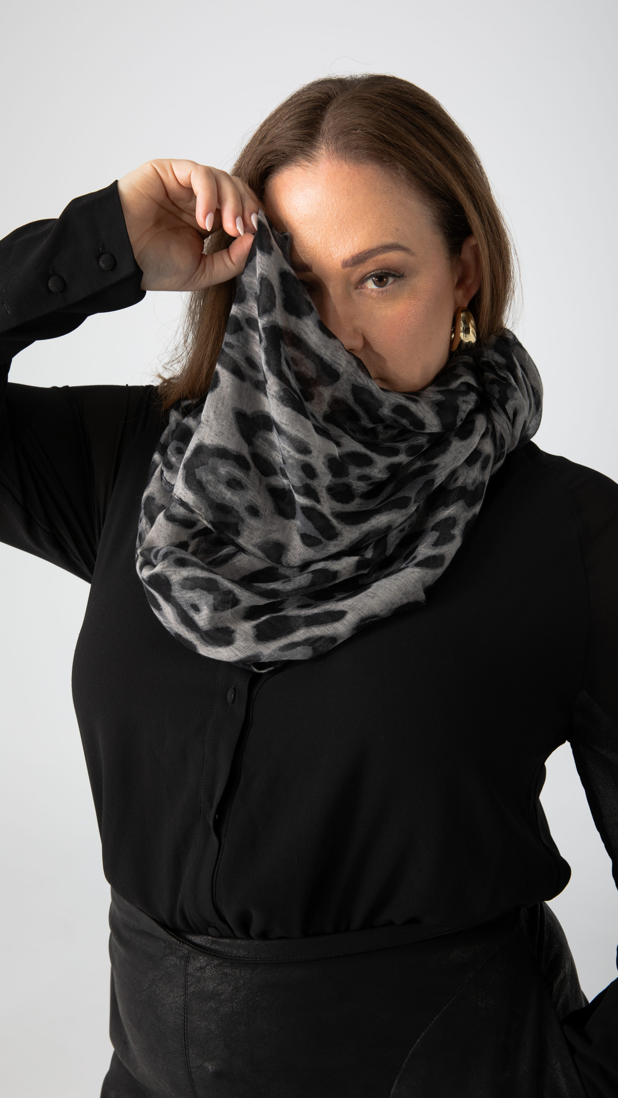 Wild Animal Print Scarf - Grey