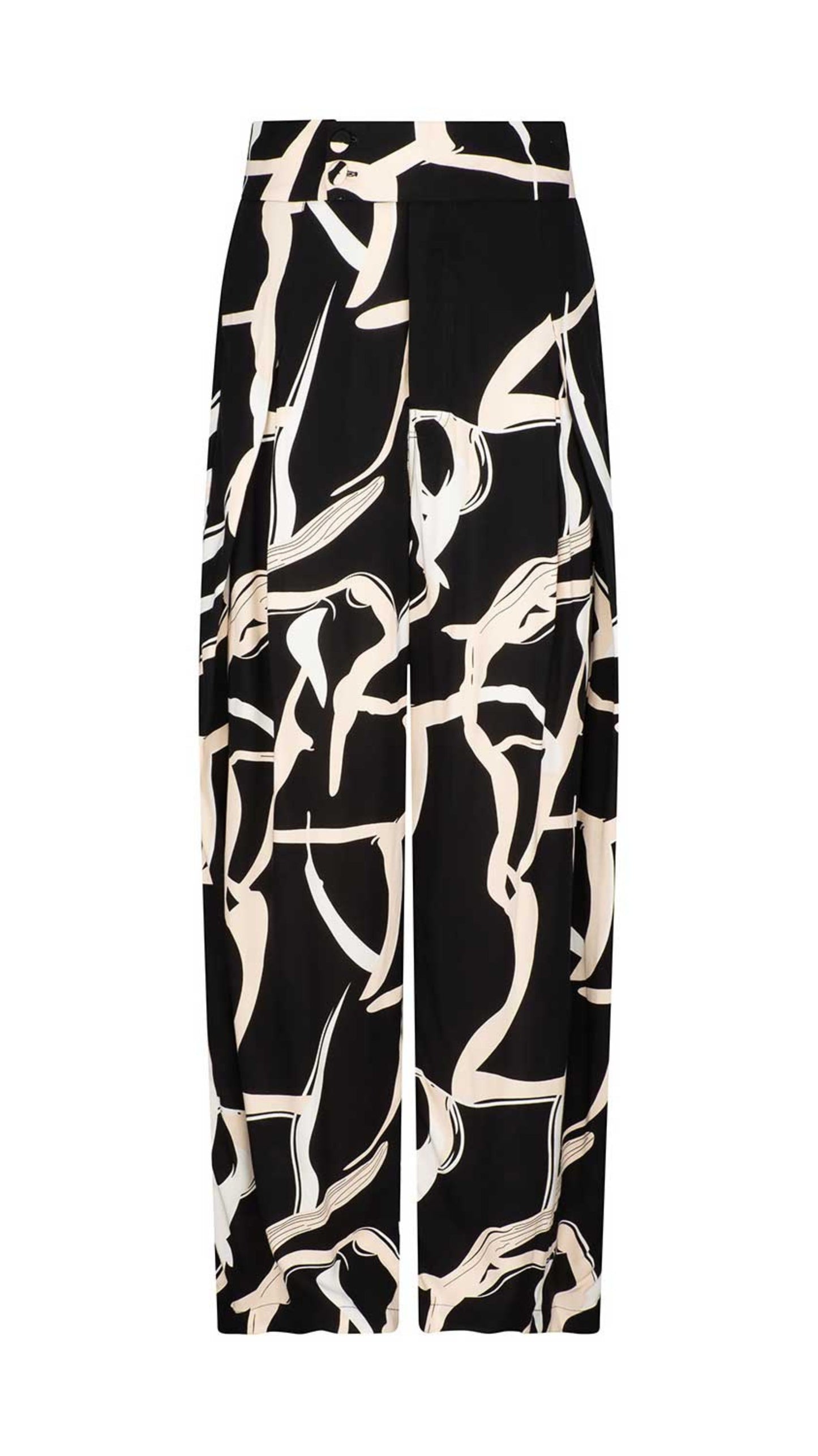 Georgie Rayon Pants - Black Print