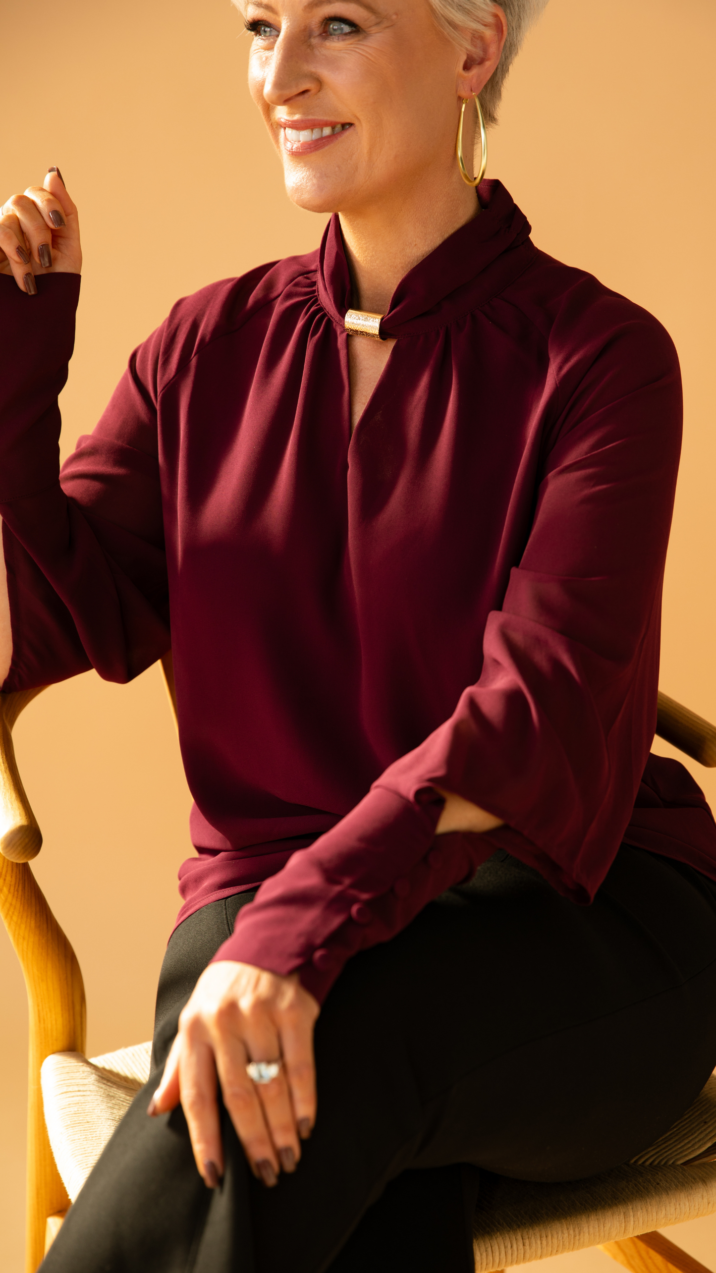 Midnight Reverie Chiffon Shirt - Wine