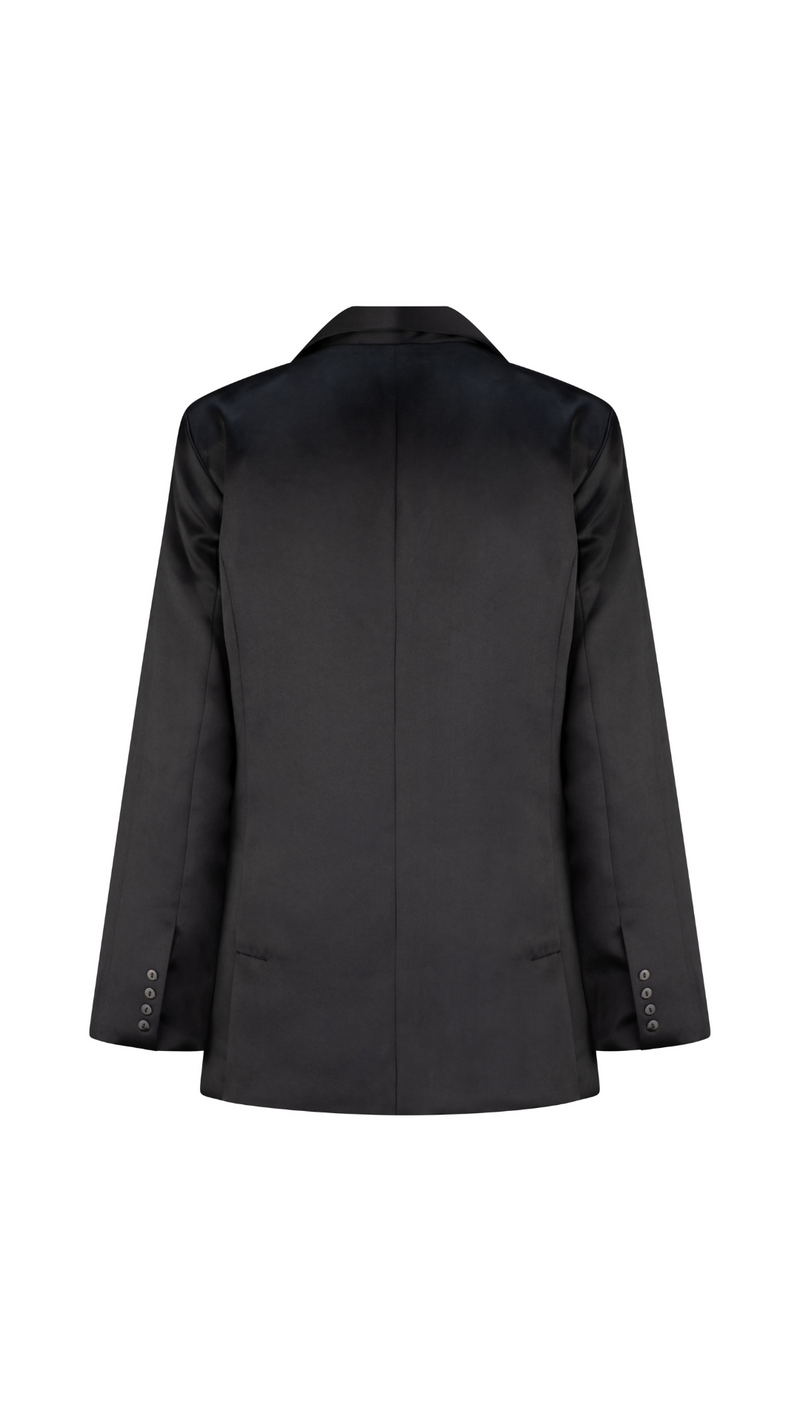 Memphis Oversized Satin Blazer - Black