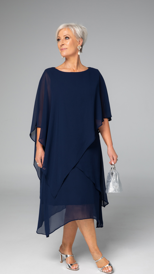 Zaria Chiffon Events Dress - Navy