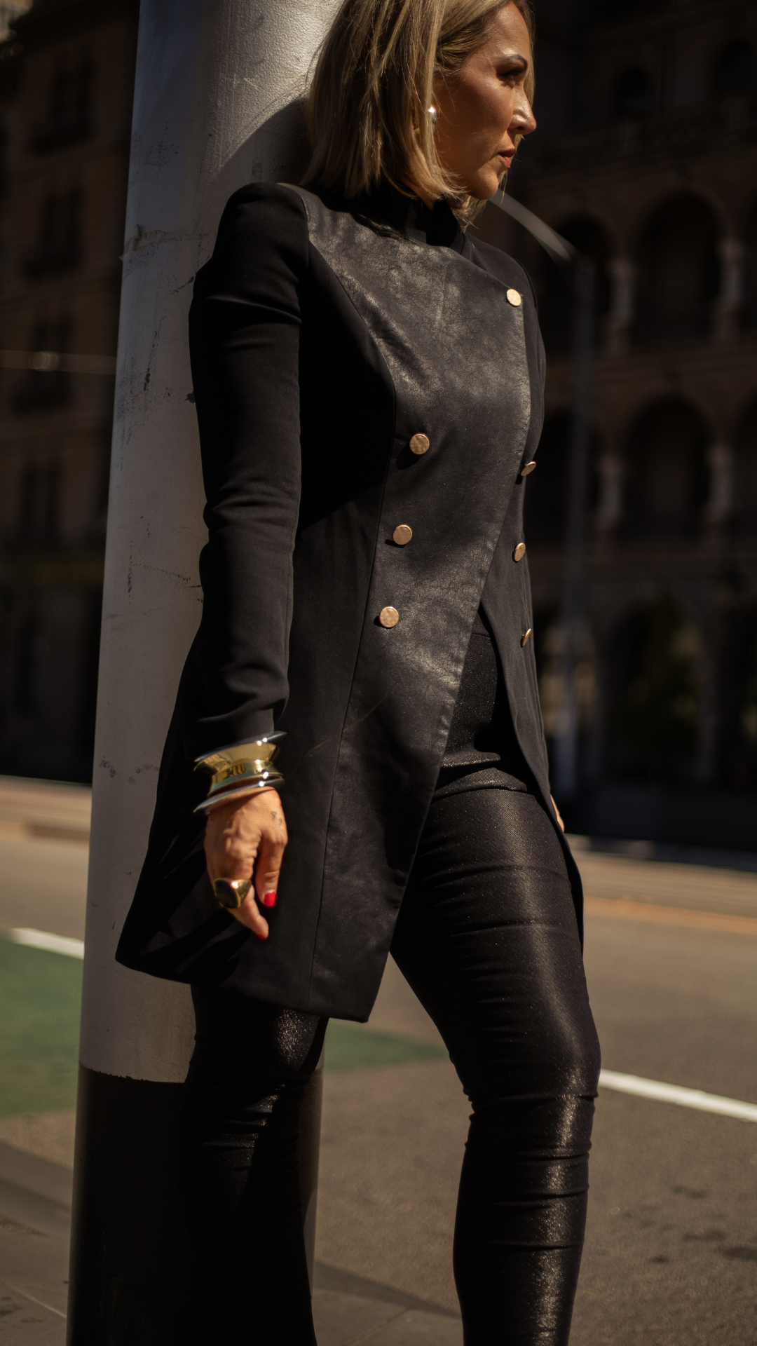 Vault Faux Leather Coat - Black