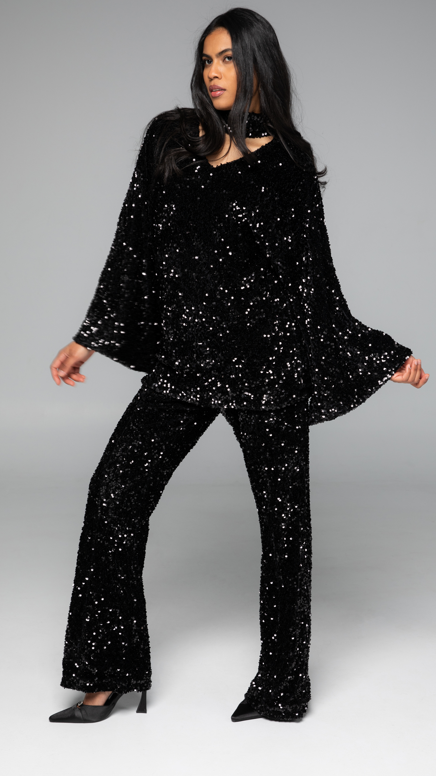 Zara Sequin Pants - Black