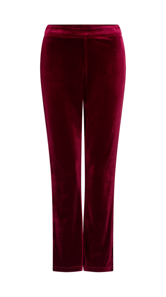 Alessandra Capri Stretch Velvet Pants - Merlot