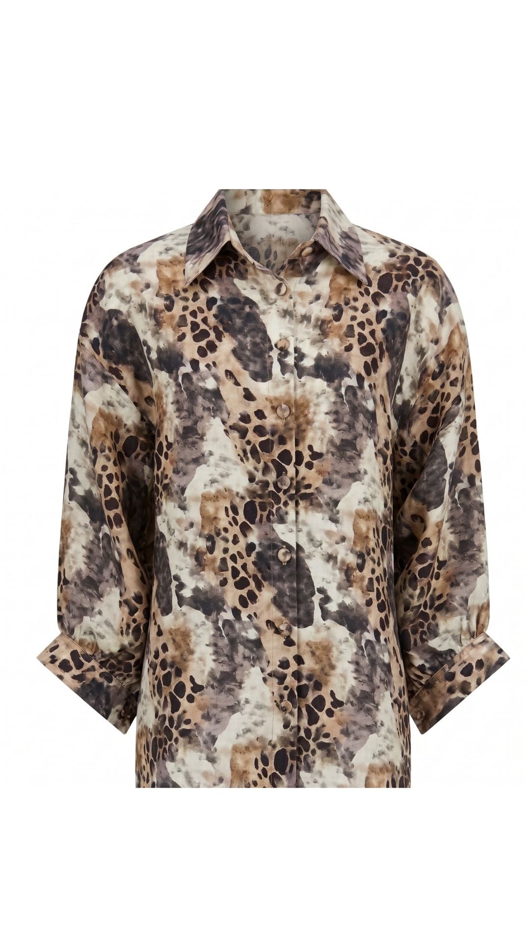 Kalani Cotton Batwing Shirt - Leopard patchwork