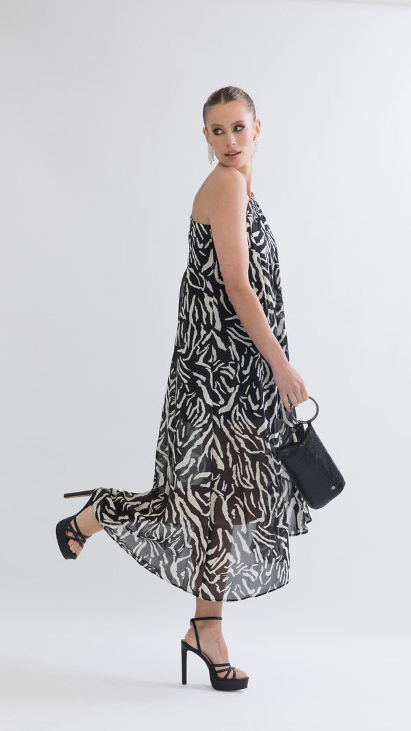 Hadassah Chiffon Dress - Zebra Print