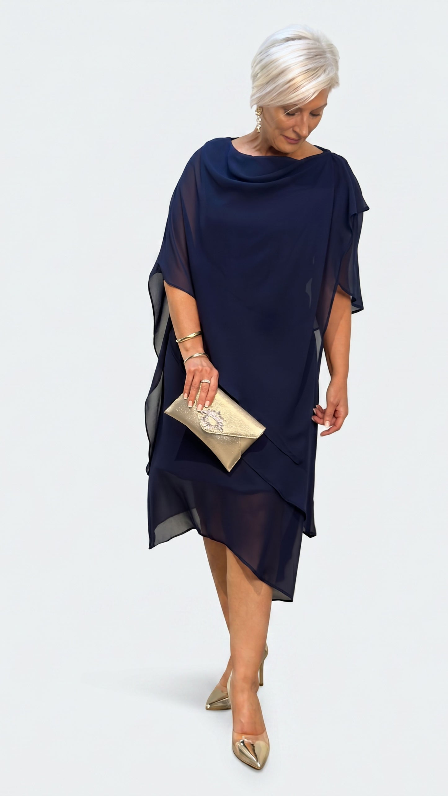 Zahra Chiffon Events Dress - Navy