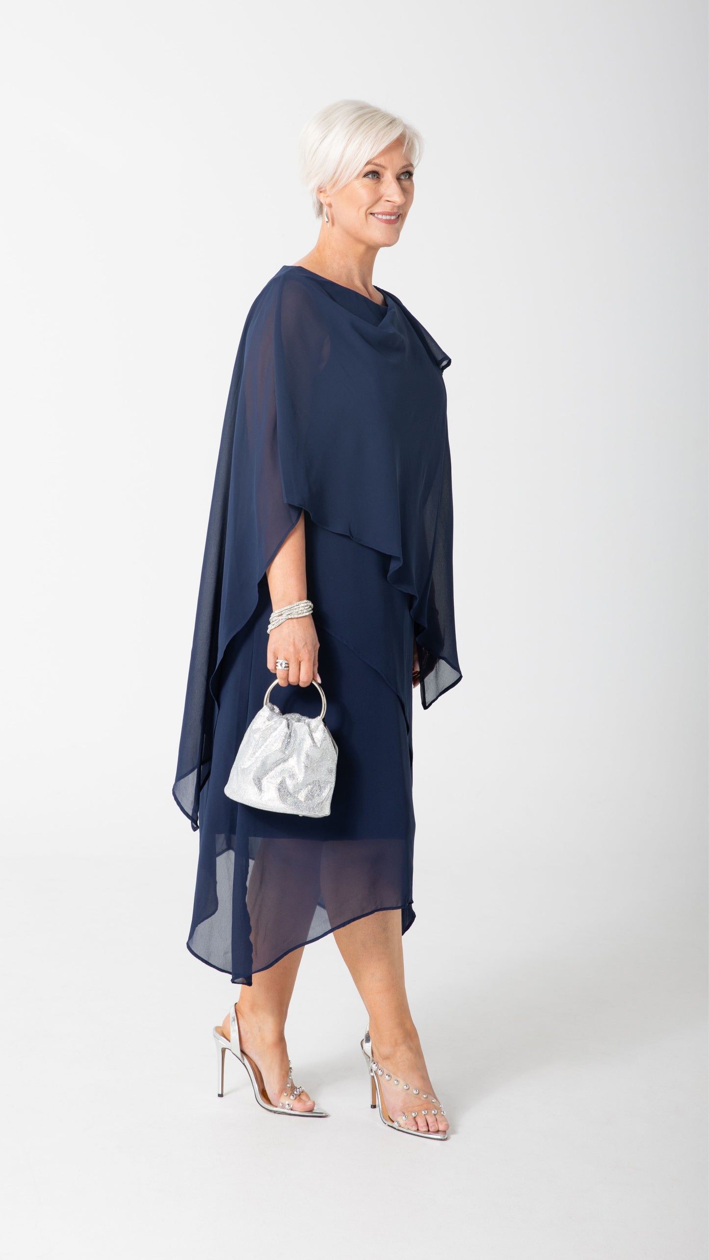 Zahra Chiffon Events Dress - Navy