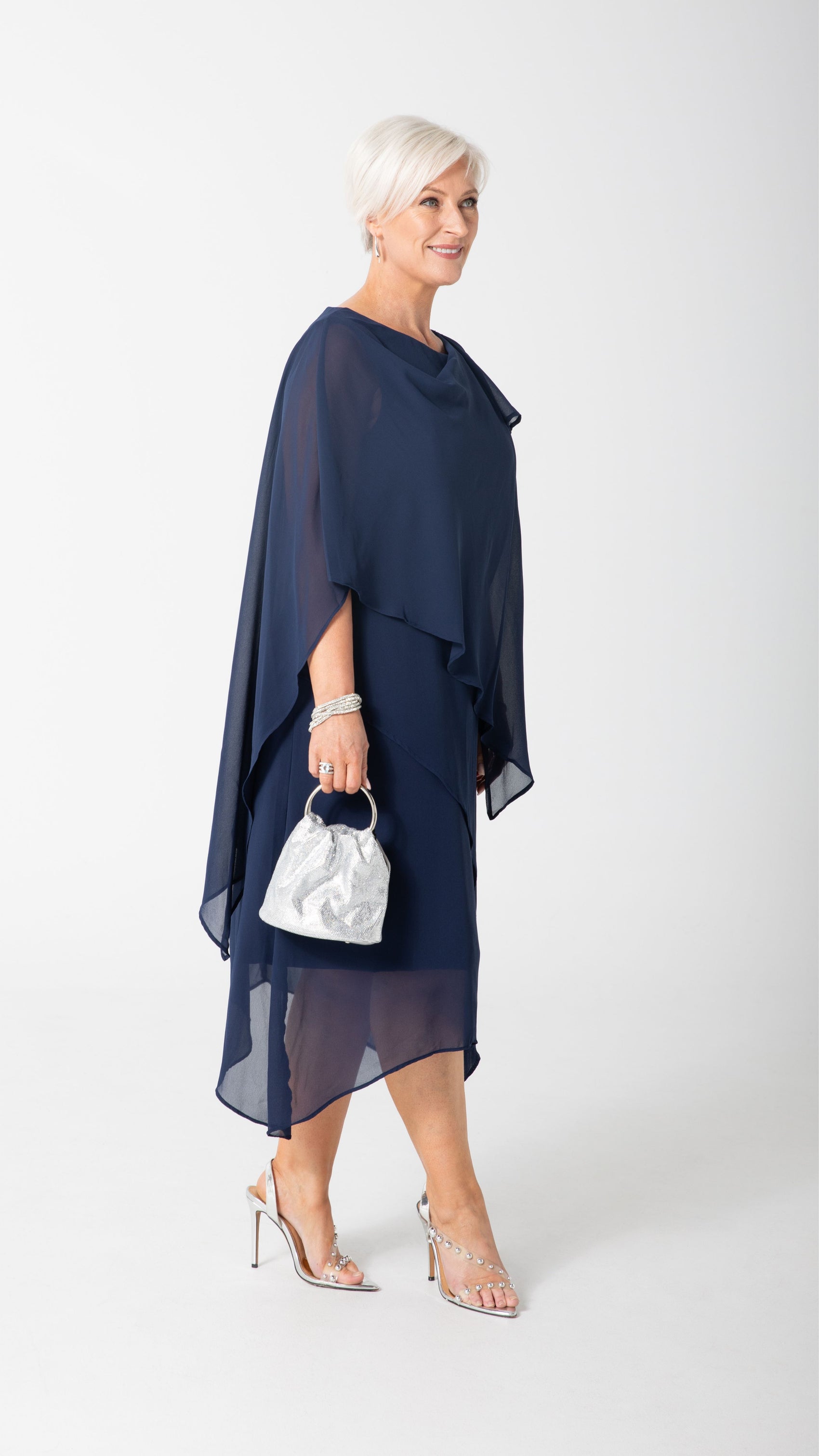 Zahra Chiffon Events Dress - Navy