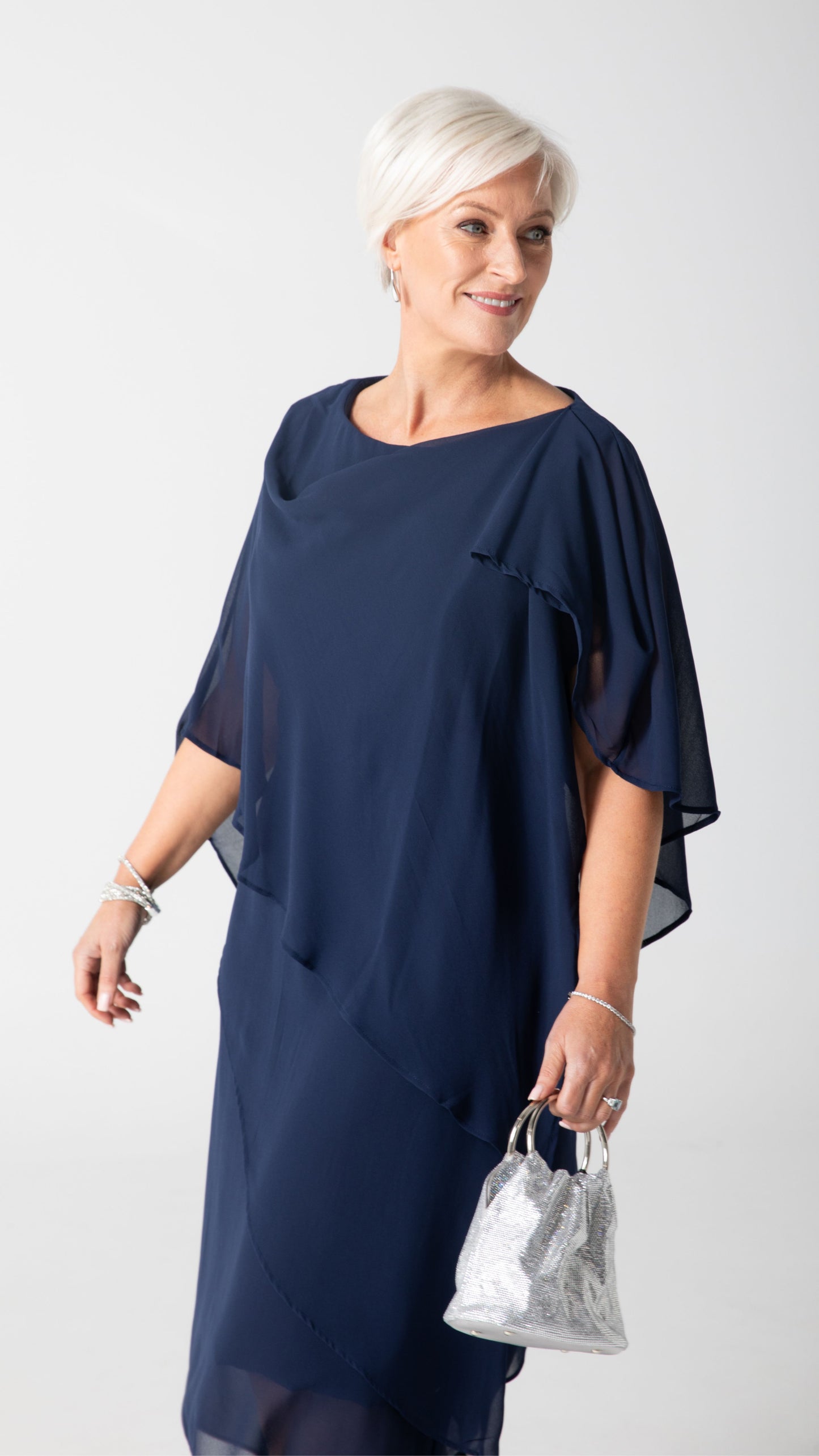 Zahra Chiffon Events Dress - Navy