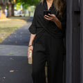Max European Flax Linen Twist Shirt - Black