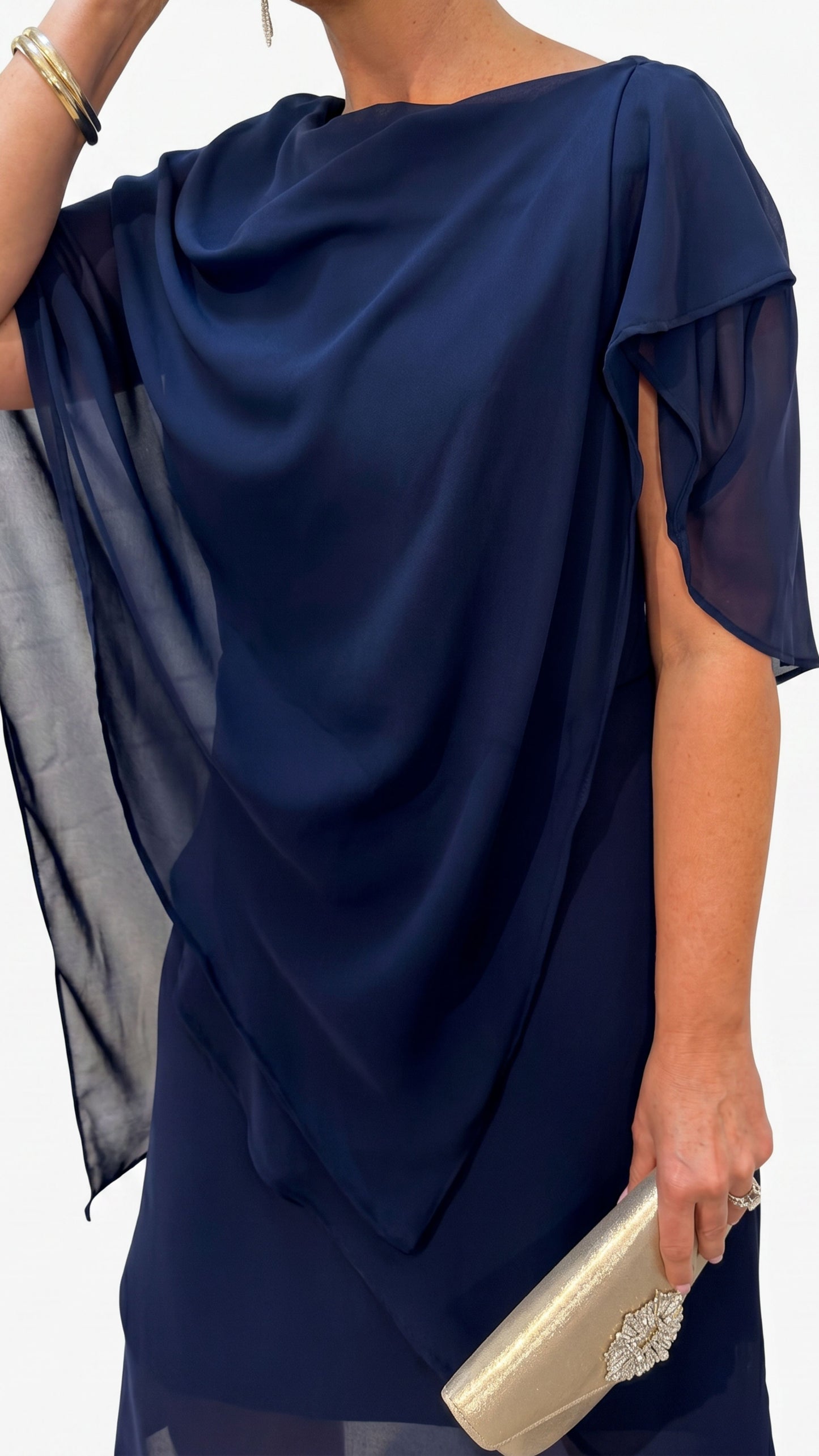 Zahra Chiffon Events Dress - Navy