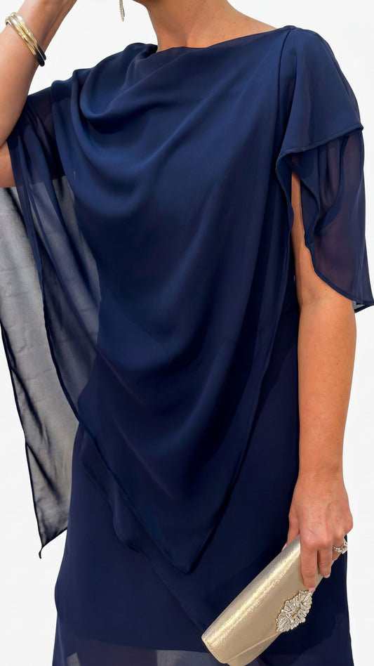 Zahra Chiffon Events Dress - Navy