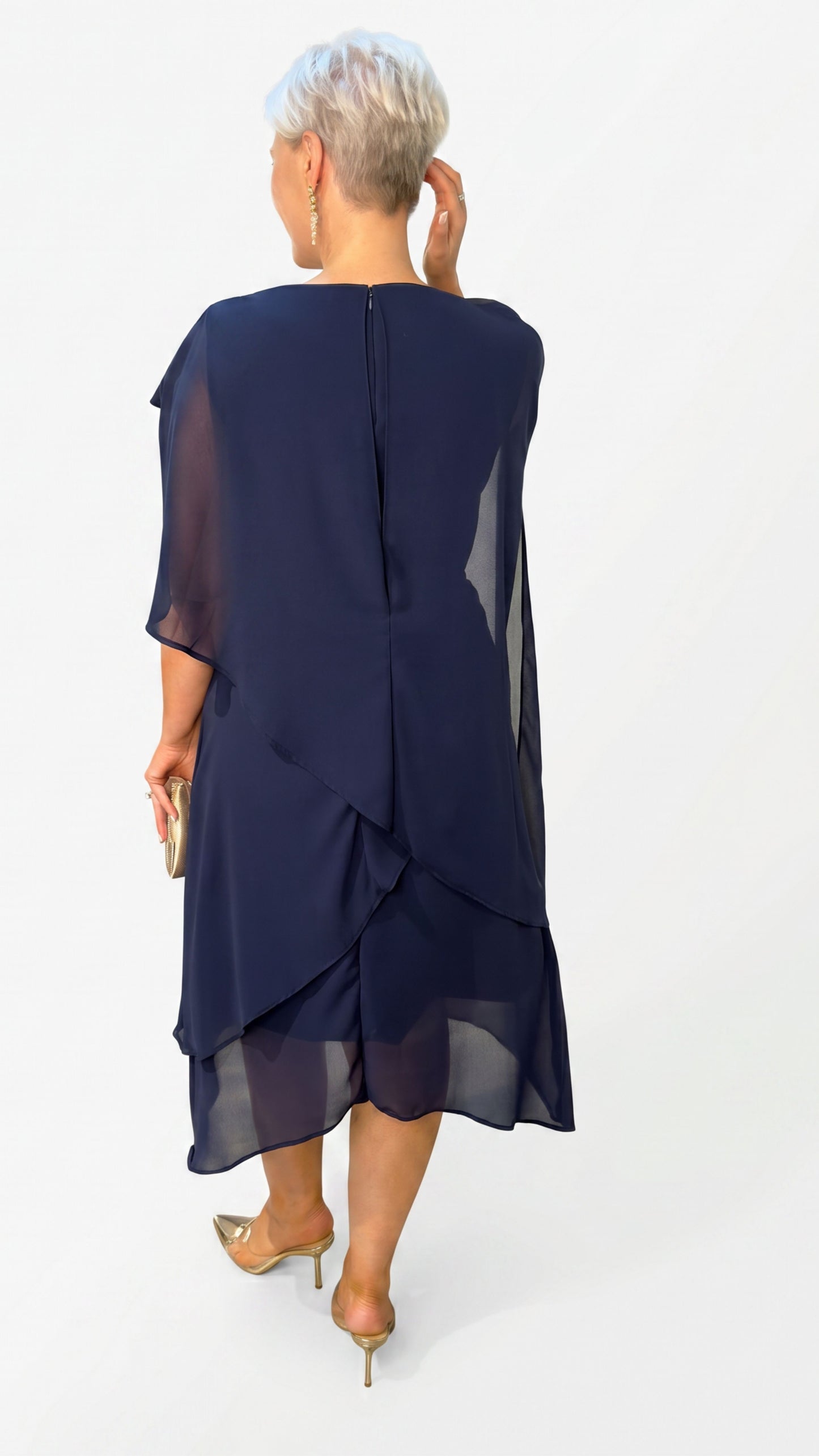 Zahra Chiffon Events Dress - Navy