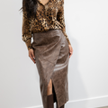 Gio Faux Leather Skirt - Chocolate