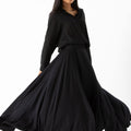 Flow Viscose Relaxed Style Skirt - Black