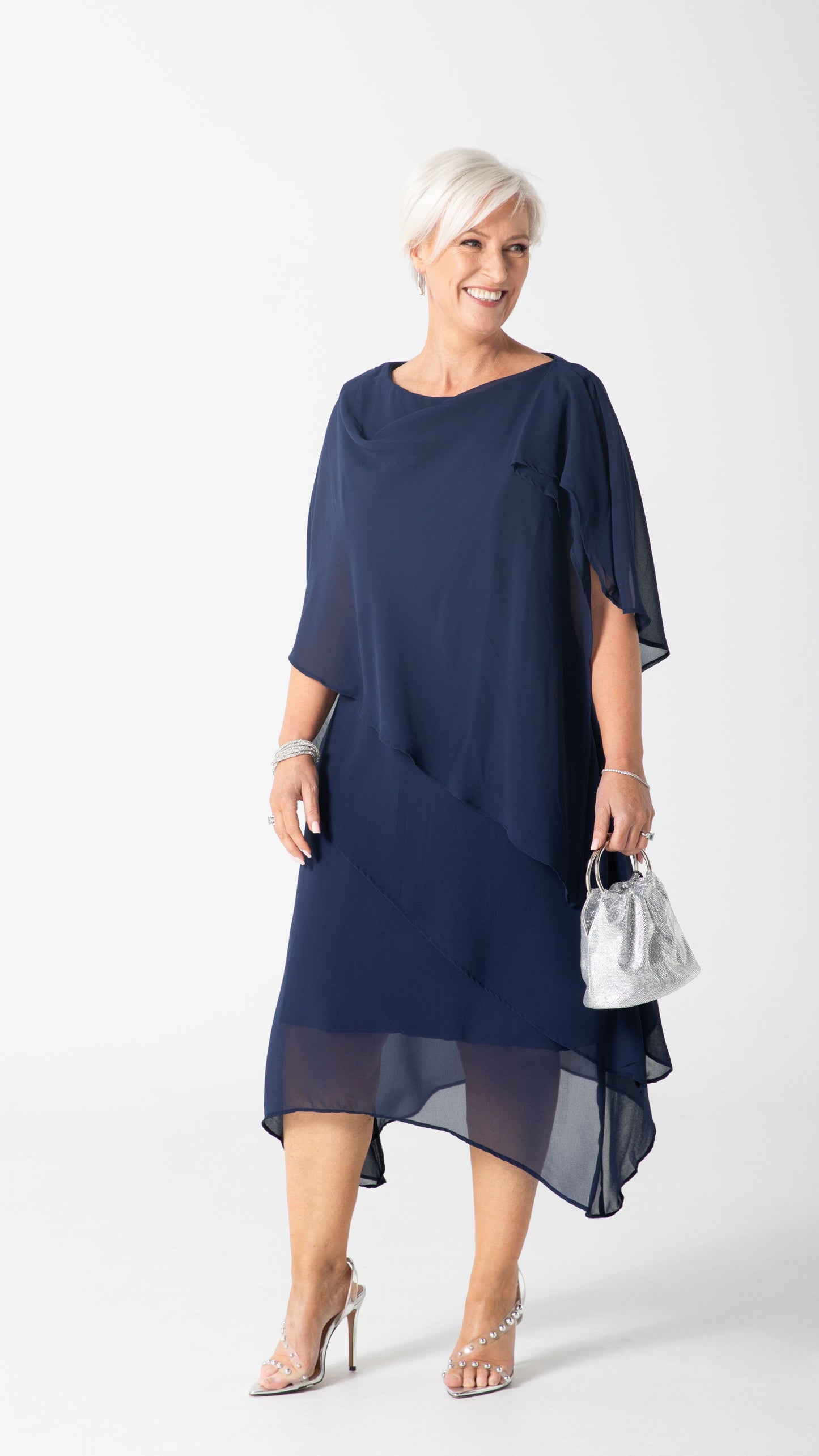 Zahra Chiffon Events Dress - Navy