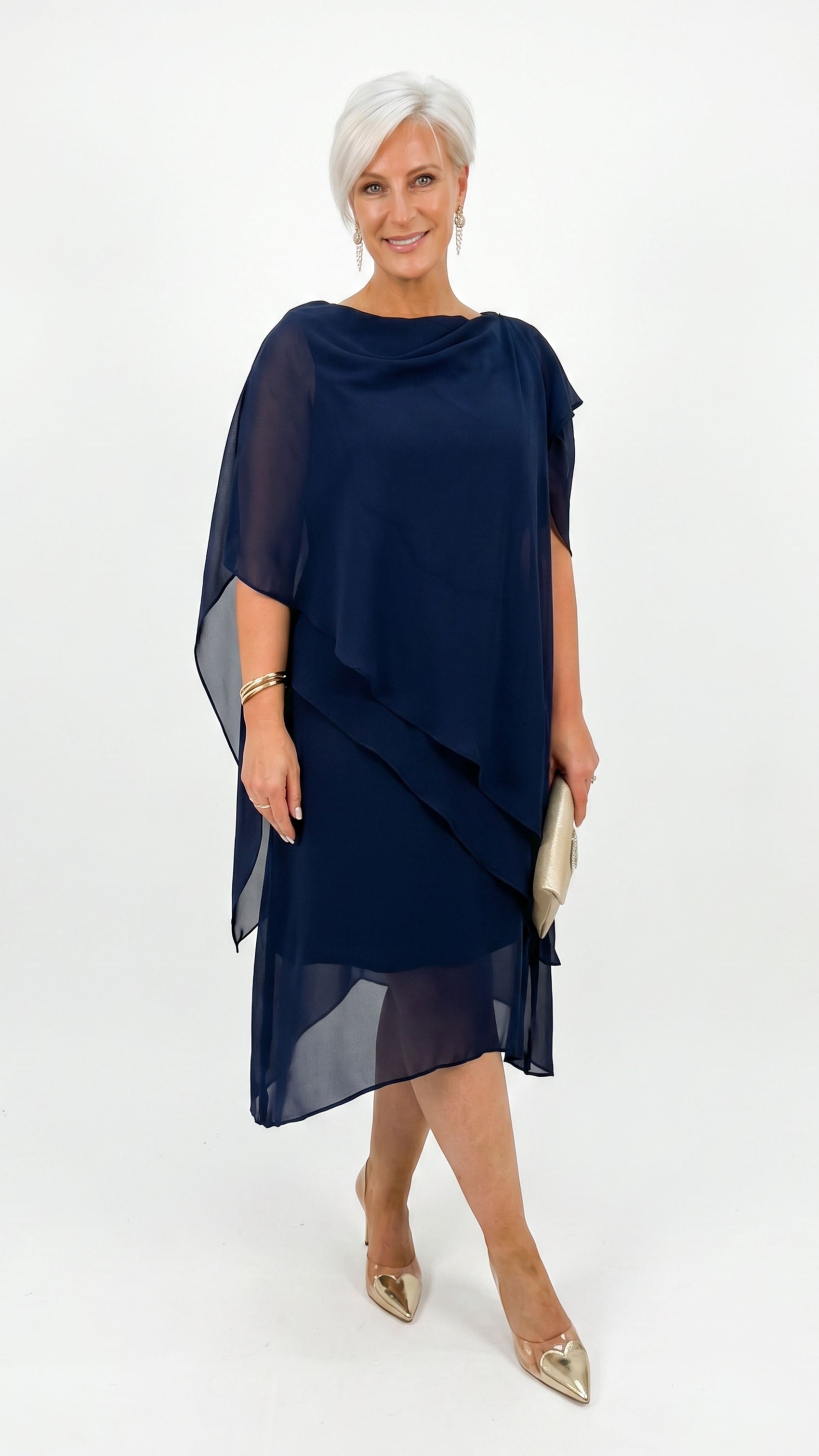 Zahra Chiffon Events Dress - Navy