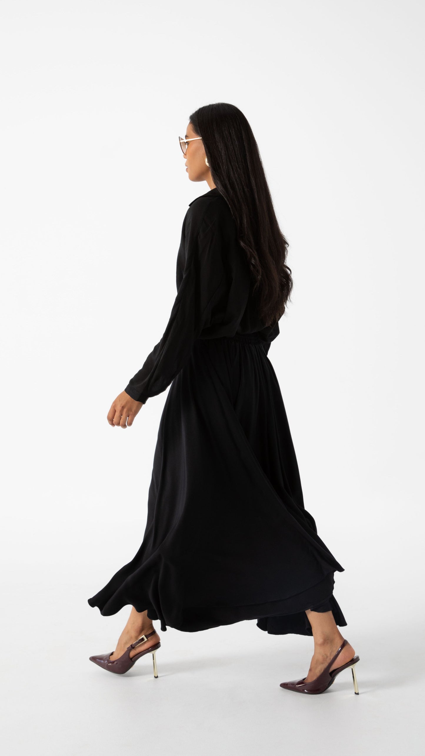 Flow Viscose Relaxed Style Skirt - Black