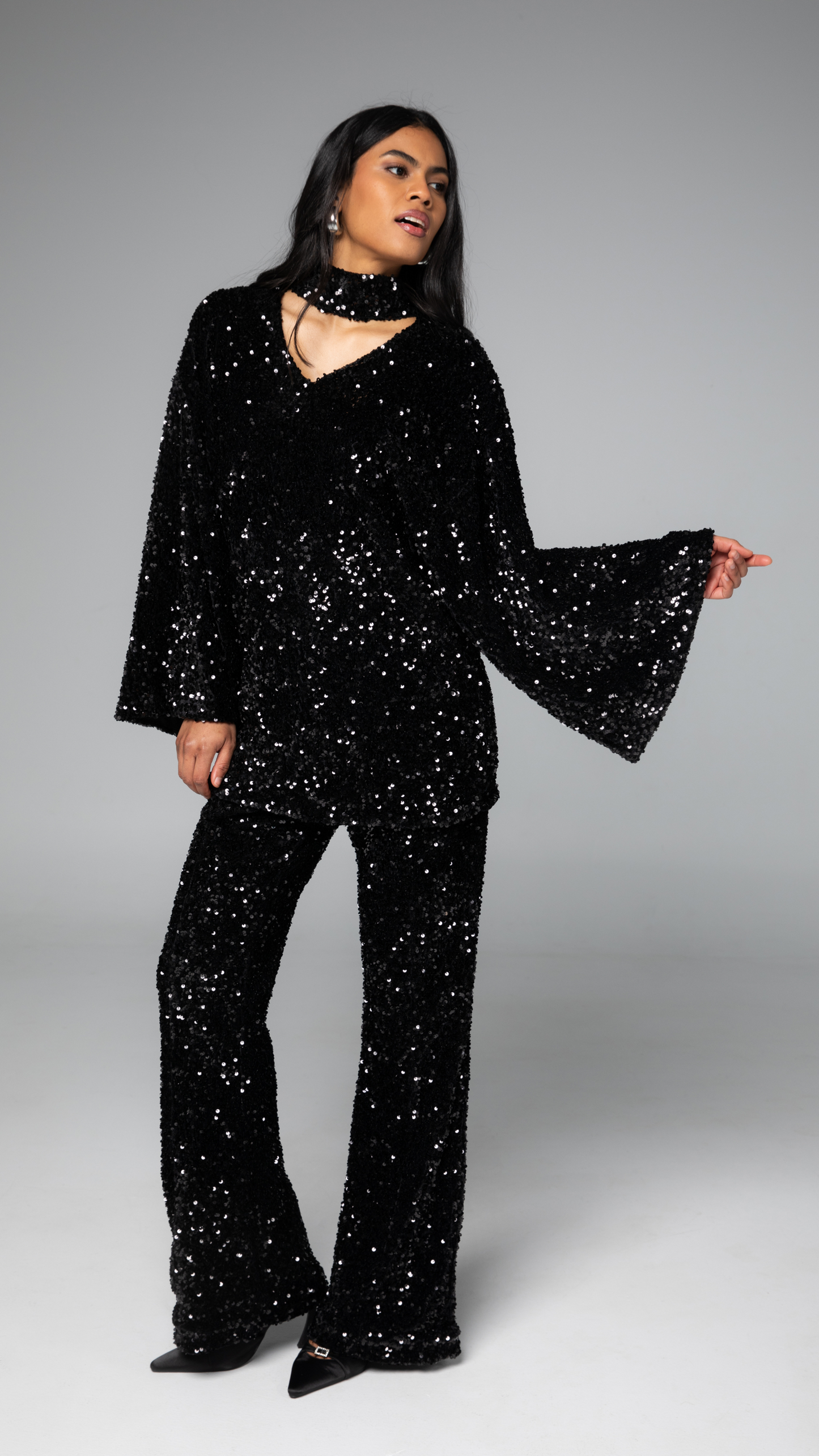 Zara Sequin Pants - Black