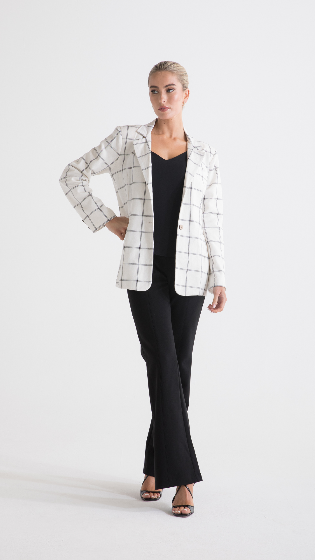 Marc Linen Blend Check Blazer - White and Black