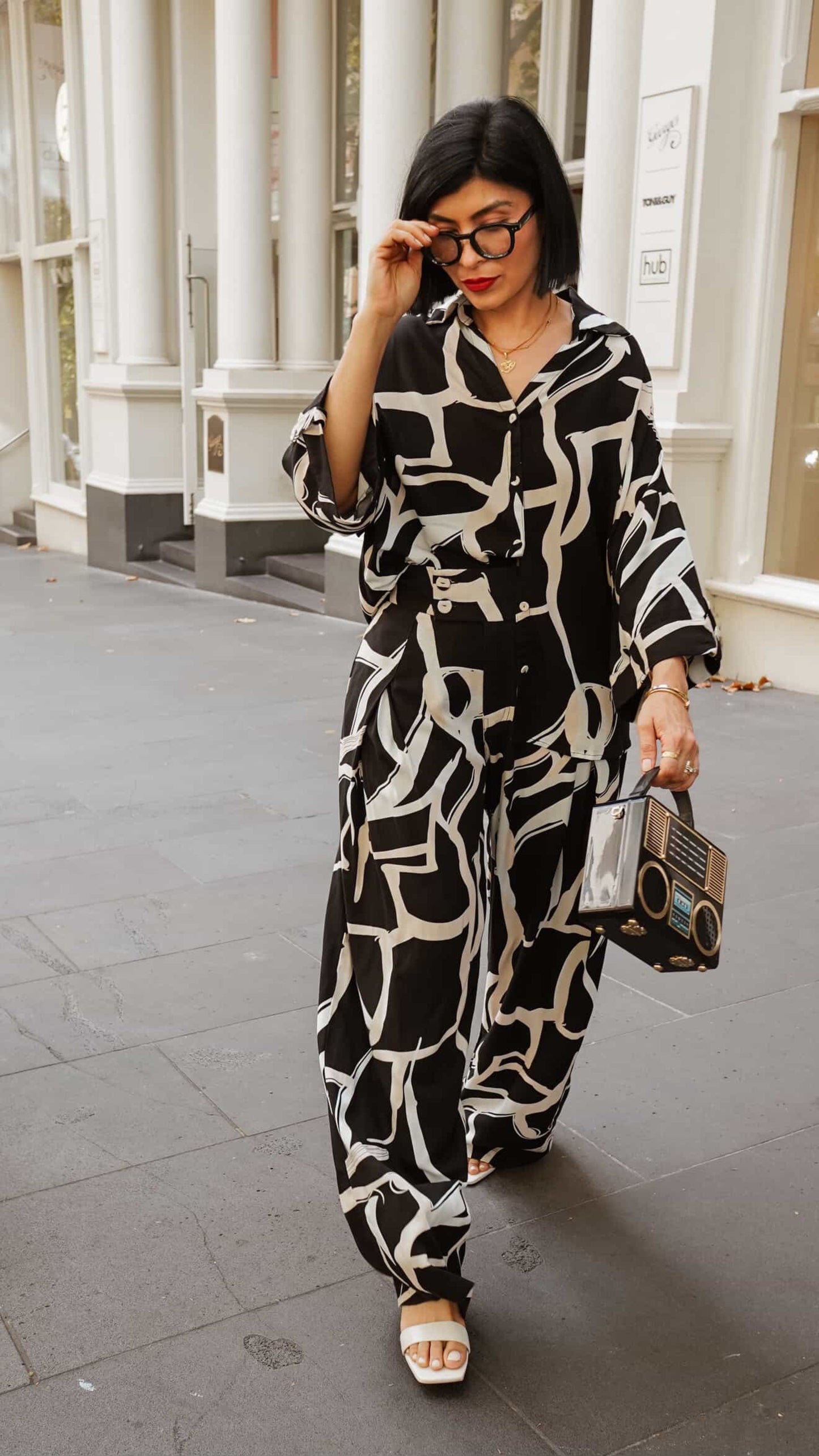 Georgie Rayon Pants - Black Print