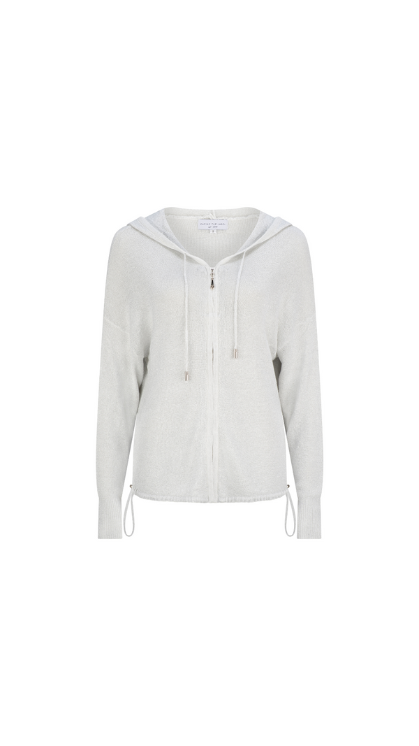 Luno Metallic Jacket With Hood - White & Silver metallic